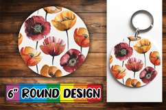 Whimsical Circle Keychain Design, Flower Pattern Product Image 1