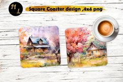 House Square Coaster, Spring flower Coaster design Product Image 1