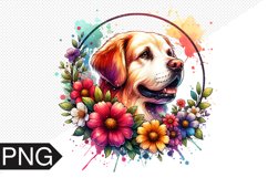 Dog Flowers Sublimation - Dog Clipart PNG Design Product Image 1