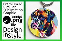 Dynamic Abstract Dog Round Design Keychain Product Image 1