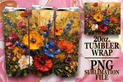 Vibrant Floral Sublimation on Tumbler - Oil Paint Product Image 1