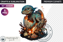 Cute Baby Dragon in a egg Clipart, dragon egg, Fantasy PNG Product Image 1