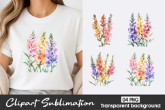 Wildflower Bouquet Watercolor Clipart PNG Product Image 1