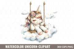 Watercolor Unicorn Clipart, Watercolor Clipart Product Image 1