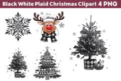 Black White Plaid Christmas clipart PNG Product Image 1