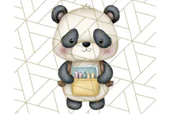 Cute Back to School Animals PNG Clipart with Books & Bags Product Image 2