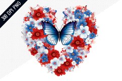 Butterfly And Floral Heart - 4Th Of July Sublimation Design Product Image 1