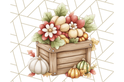 Fall Dinosaur PNG Clipart with Autumn Elements, Cute Dino Product Image 2
