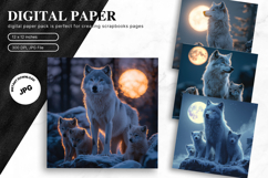 Wolf Wall Art Digital Paper Backgrounds Printable Scrapbook Product Image 1