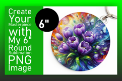 Bright Round Design for Keychains , Flowers Product Image 1