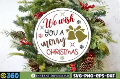We wish you a merry christmas SVG, christmas round sign svg Product Image 2