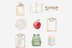 Back to School Aesthetic Clipart Bundle | 65 Watercolor Product Image 11