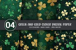 Green and Gold Clover Digital Paper Product Image 1
