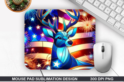 Deer Mouse Pad Sublimation, 4th Of July Mouse Pad PNG Product Image 1