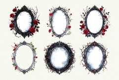 6 Oval Mirror Photo Frame PNG Gothic Dark Romance Clipart Product Image 2