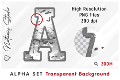 White Camo Alpha Set. Letters Numbers Clipart. Product Image 4