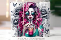 Floral Girl Tumbler Sublimation Design | 20oz Skinny Tumbler Product Image 1
