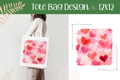 Love Illustration, Watercolor Love Hearts Tote Bag Design Product Image 1
