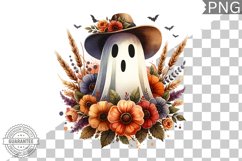 Halloween Ghost And Flowers Sublimation - Halloween Clipart Product Image 1