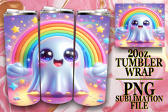Whimsical Delight 20oz tumbler wrap, 3D Cute Ghost Product Image 1