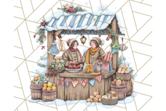 Cozy Christmas Market Stall Clipart PNG, Holiday Art Png Product Image 2