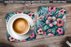 Flowers Coaster Sublimation, Spring Coaster PNG Design Product Image 1