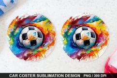 Soccer Ball Car Coaster - Coaster Sublimation Design Product Image 1