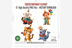 Circus Birthday Clipart PNG, Cute Carnival Animals Party Product Image 7