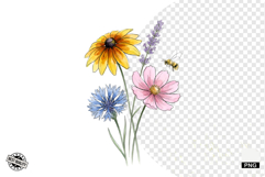 Summer Wildflowers &amp; Bird &amp; Insect Clipart - Houseplant PNG Product Image 1