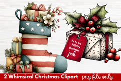 2 Whimsical Christmas Clipart | Cute Holiday PNG Set Product Image 1