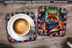 Vibrant Fox Coaster Sublimation, 4th Of July Coaster PNG Product Image 1