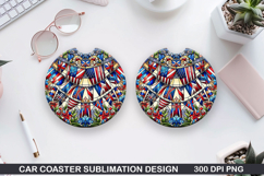 4th Of July Car Coaster Sublimation| 4th Of July Coaster PNG Product Image 1