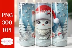 3D Christmas tumbler wrap PNG | Christmas Cat PNG Product Image 1