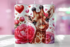 Valentine's Day Giraffe Tumbler Wrap Sublimation Design Product Image 1