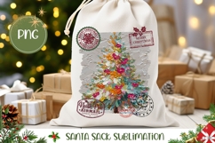 Art Christmas Tree Santa Sack PNG, Merry Christmas Bag Product Image 1