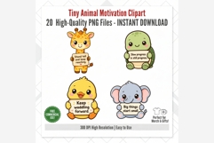 Tiny Animal Motivation Clipart Bundle | Cute Kawaii Animal Product Image 9