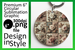 Chic Round Design for Keychain PNG , Patchwork Product Image 1