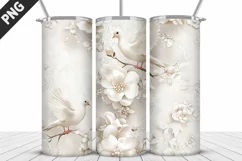 3D Christmas Doves Tumbler Wrap - 20 Oz Skinny Tumbler PNG Product Image 3