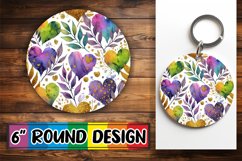 Bright Circle Keychain Design PNG, Heart Product Image 1