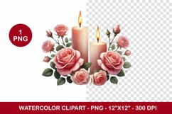 valentine png watercolor clipart - candle Product Image 1