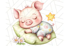Sleeping Baby Animals PNG, Cozy Pajama Bedtime Clipart Png Product Image 2