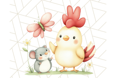 Cute Animal Friends Clipart PNG, Whimsical Spring Animal Duo Product Image 2