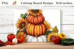 Sunflowers Kitchen Board, Pumpkins Cutting Board Sublimation Product Image 1