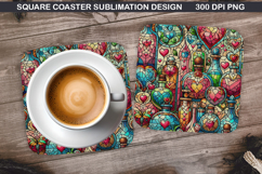 Bunny Coaster Sublimation, Christmas Coaster PNG Design Product Image 1