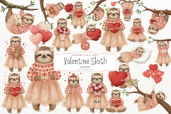 Valentine Sloth Clipart Product Image 1