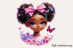 Cute Black Girl with Flower Clipart PNG Product Image 1