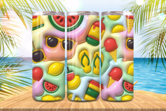 3D Puff Fruits &amp; accessories Summer Tumbler Wrap PNG Sublima Product Image 1