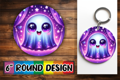 Bright Round Coasters Design PNG, 3D Cute Ghost Product Image 1