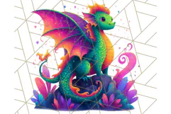 Cute Fantasy Dragon Clipart PNG, Bold Baby Dragon Clip Art Product Image 2