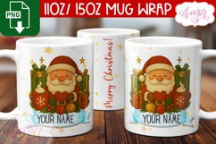 Christmas mug wrap PNG, Cute Santa mug PNG Product Image 1